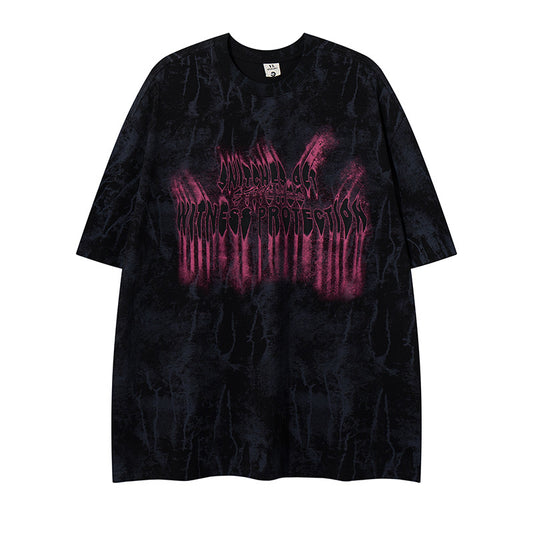 Retro Design Letter Print Short Sleeve T-Shirt
