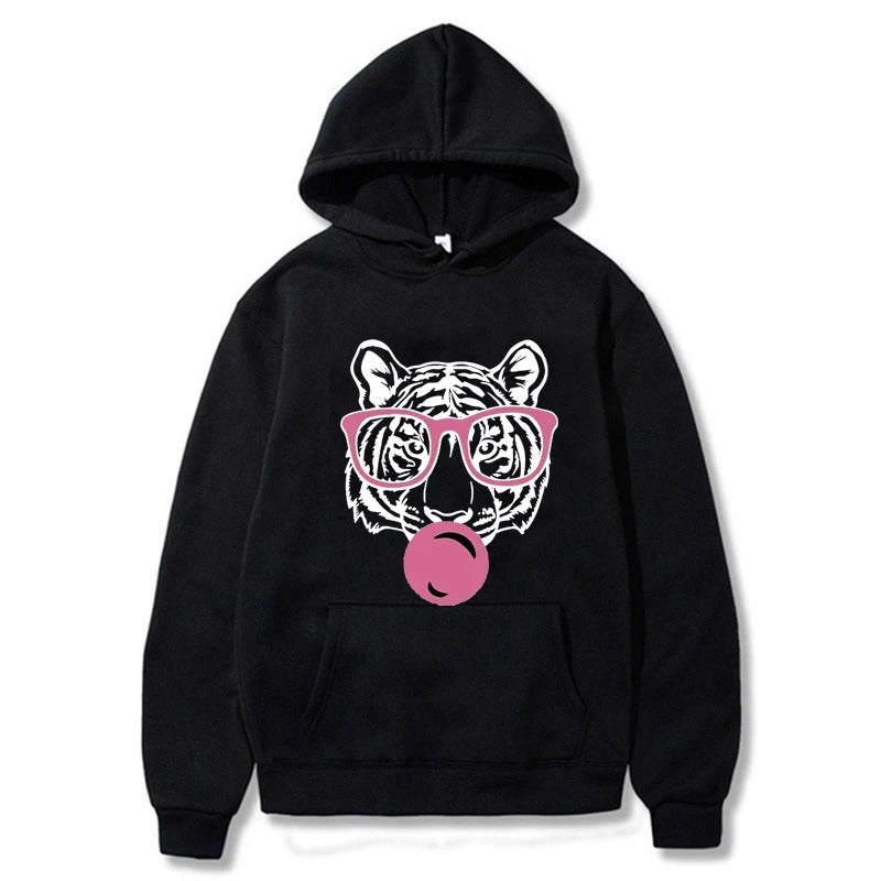 Cartoon Tiger Cute Pattern Printed Hooded Sweatshirt Unisex Long Sleeve Casual Jacket