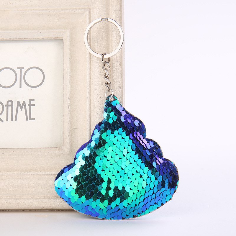 Sequins Poo Shape Cute Keychain