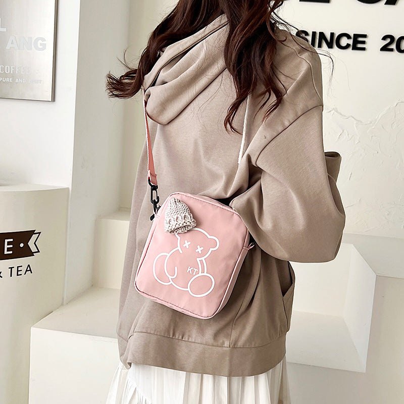Playful Nylon Small Bear Bag for Women