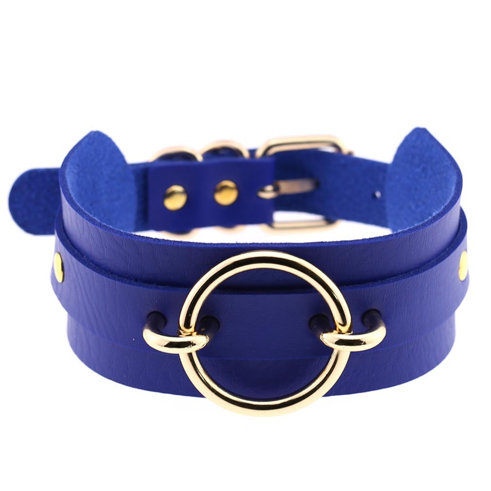 Harajuku Exaggerated PU Leather O-Ring Collar Necklace