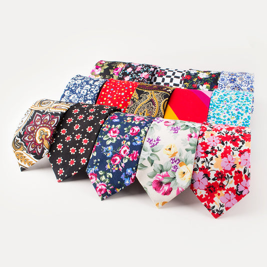 Men's Cotton Floral Print Wedding Tie