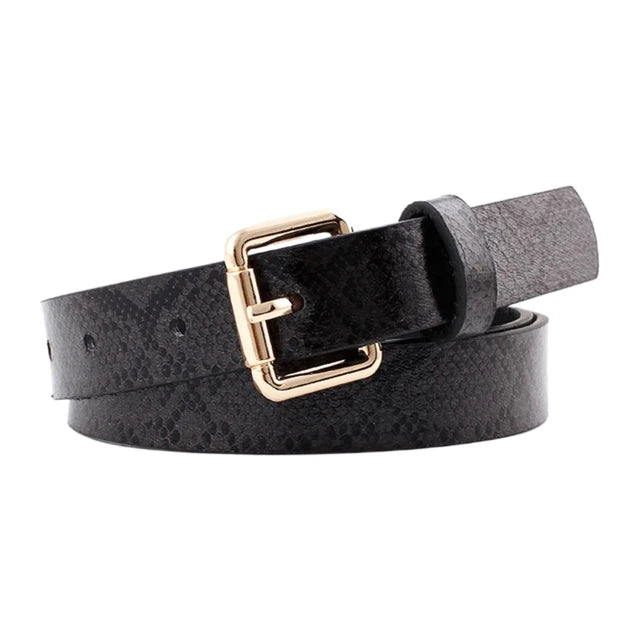 Vintage Leather Snake Pattern Waist Belt for Women