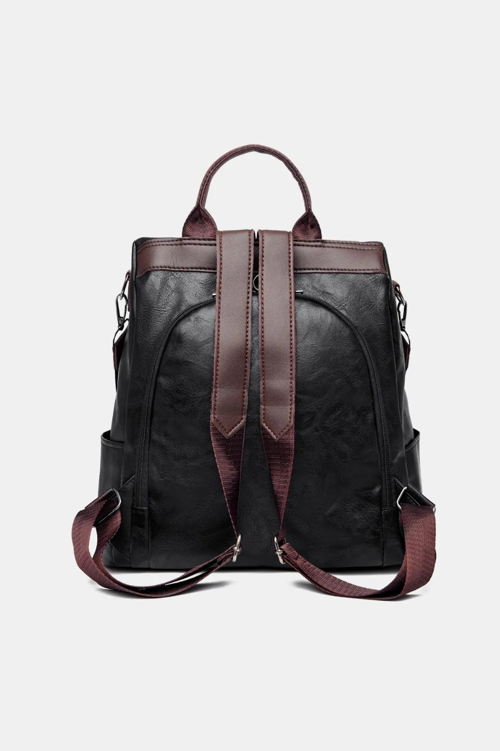 Leather Backpack Bag in Black, Caramel, and Dark Green
