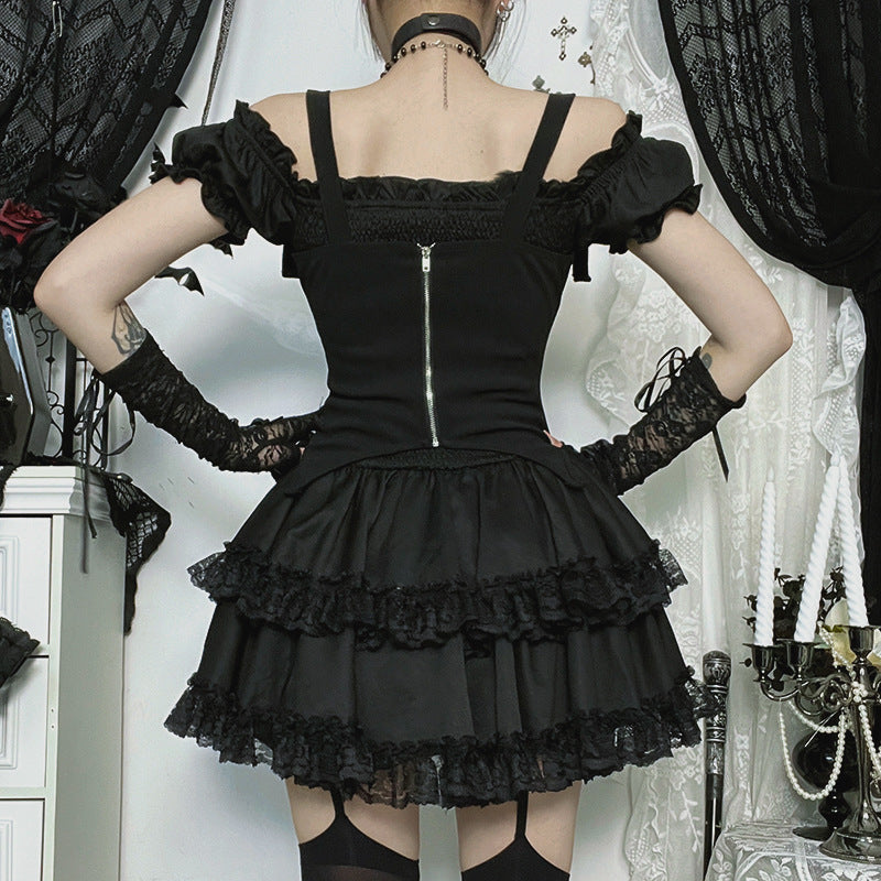 Bone Print Shoulder Strap Dark Little Devil Top