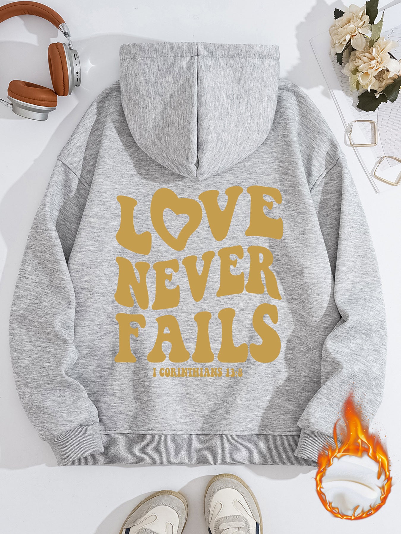 Hooded Long Sleeve Fleece Hoodie with Kangaroo Pocket