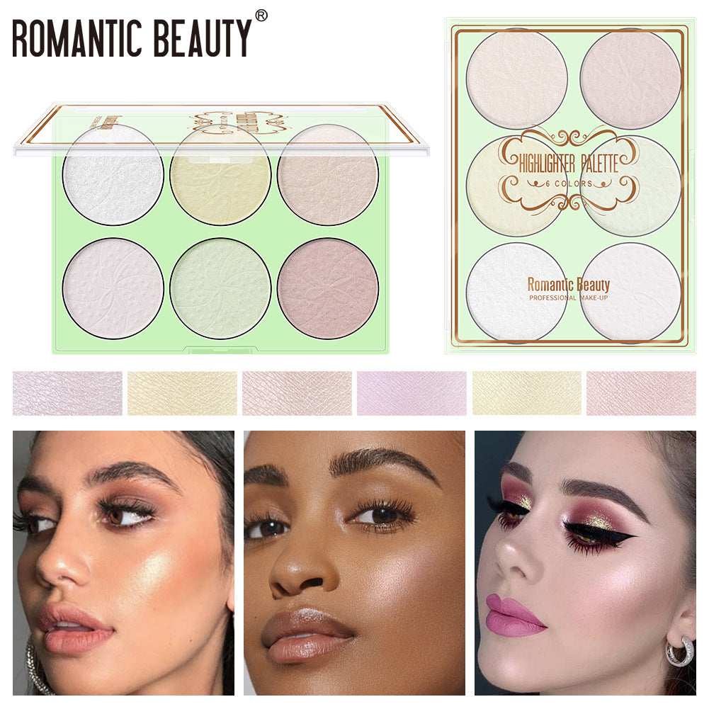 6-Color Highlighter Pearl Brightening Repair Palette