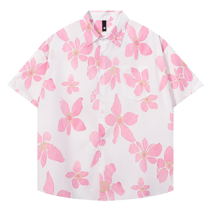 Short Sleeve Pink Blouse Casual Vacation Wear Cool Stylish