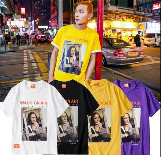 Funny Smoking Mona Lisa T-Shirt - Harajuku Style Cotton Tee