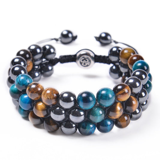 Adjustable 8MM Tiger Eye Woven Bracelet for Men