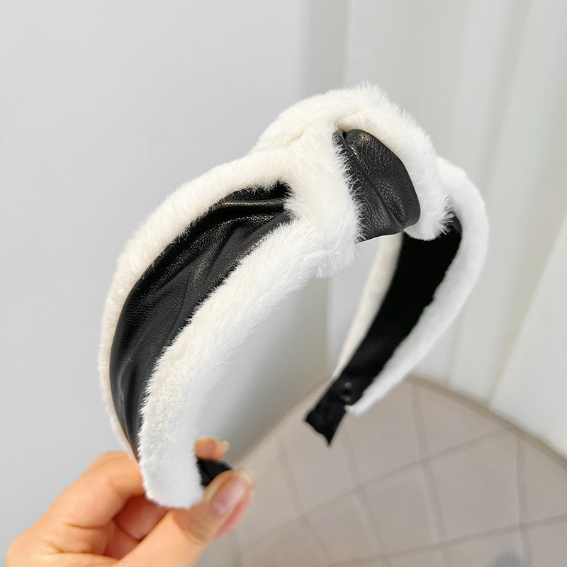 Vintage Rabbit Hair Imitation Leather Headband