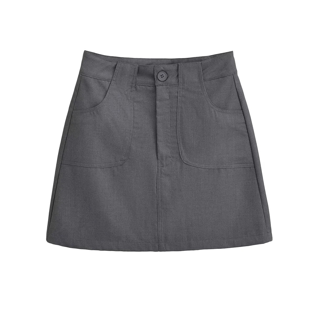 High-Waisted A-Line Skirt in Black, White, Gray, and Khaki