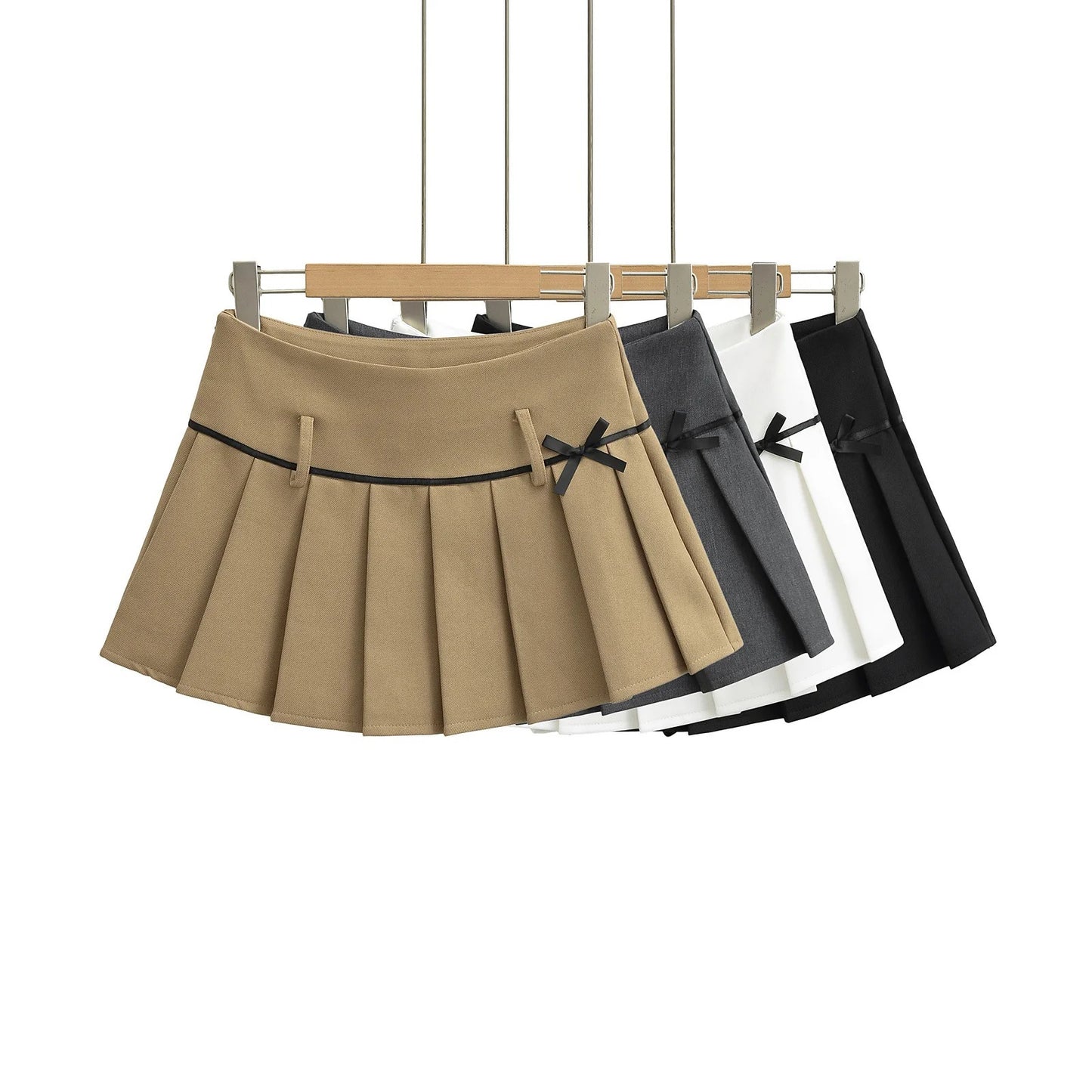 Black Pleated Skirt with Bow Detail