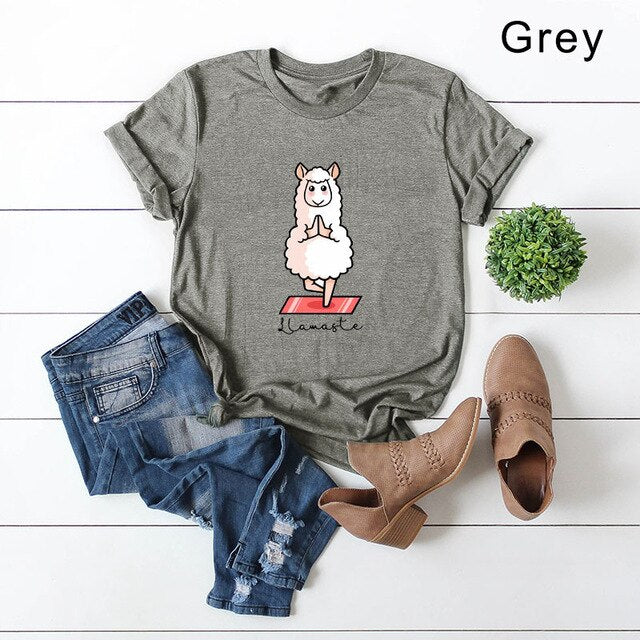 Summer Cotton T-Shirt for Women Plus Size 5XL White Cute Cartoon Sheep Graphic Tee