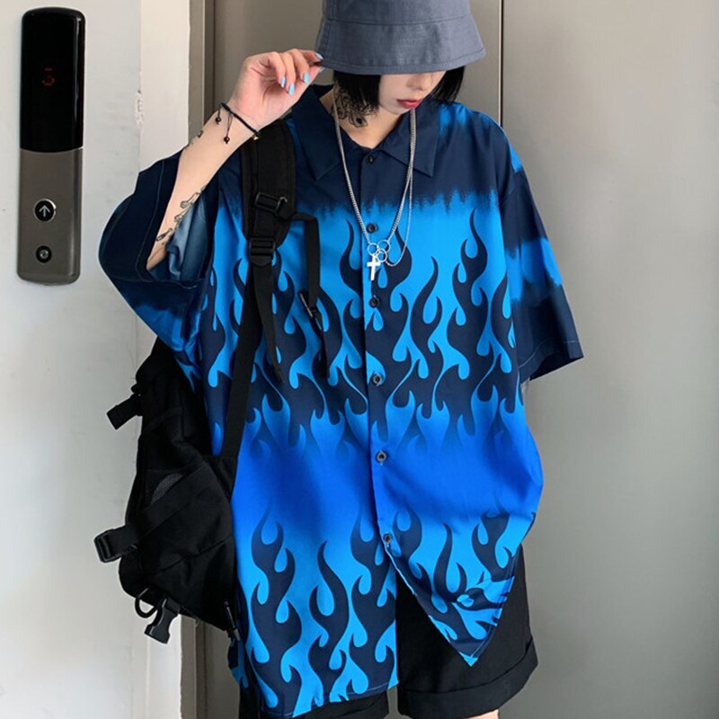 Oversized Harajuku Style Dragon Print Blouse