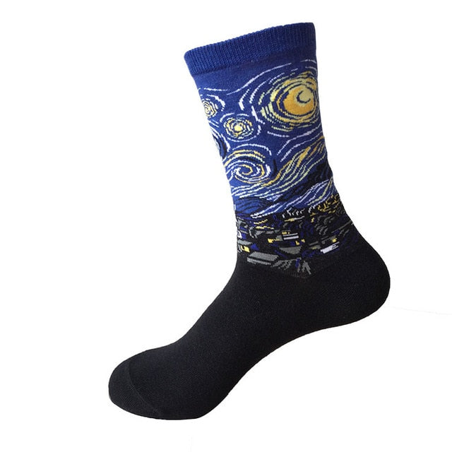 3D Retro Starry Night Art Socks – Unisex Funny Vintage Design