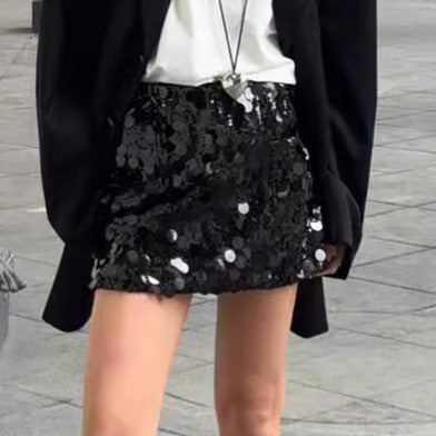 Harajuku High Waisted Sequined Short Skirt