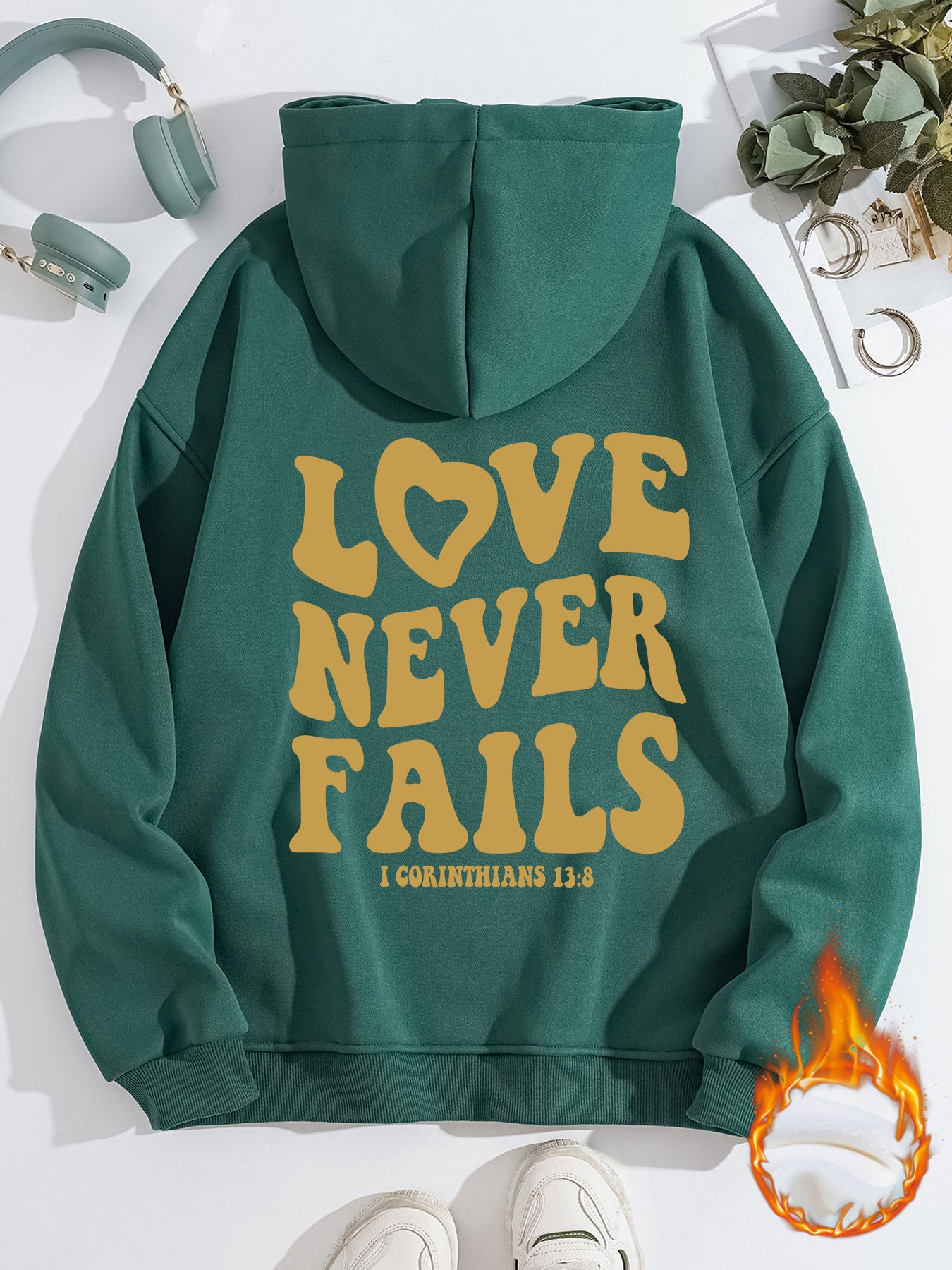 Hooded Long Sleeve Fleece Hoodie with Kangaroo Pocket