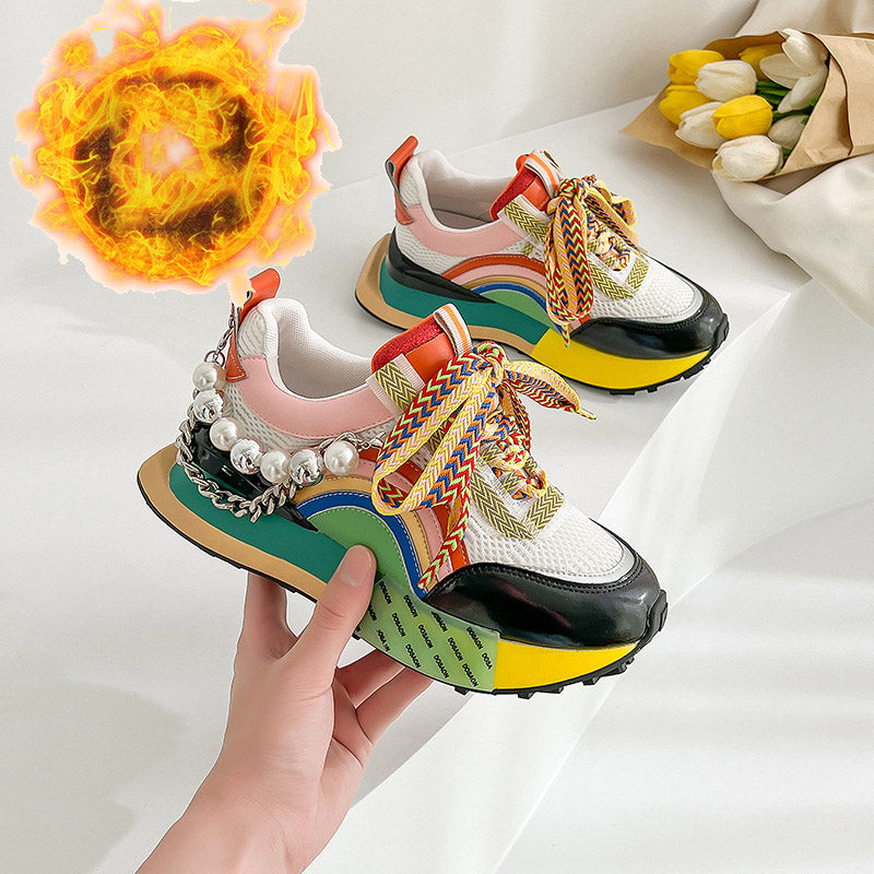 Harajuku Style Genuine Leather Thick Sole Casual Shoes