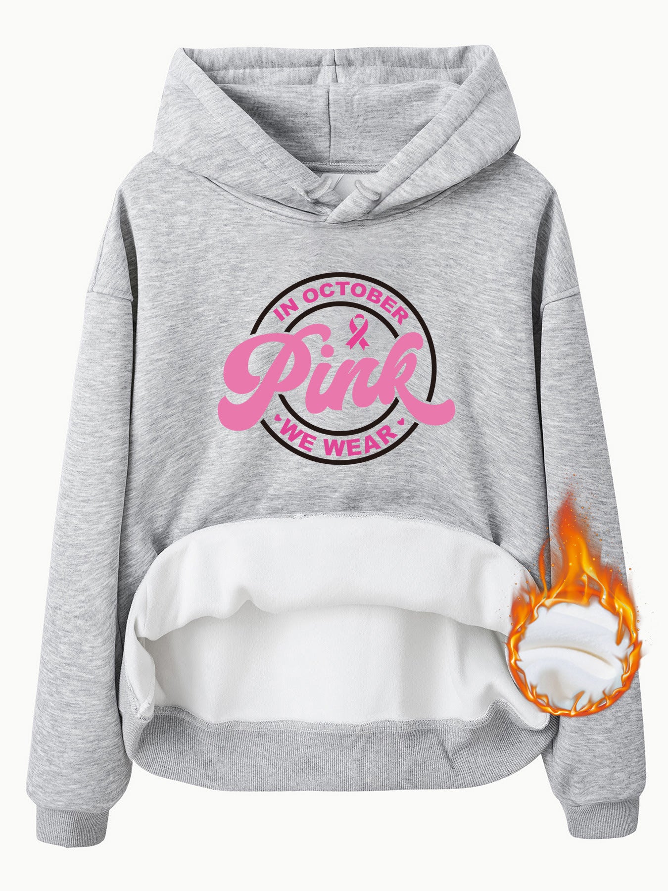 Breast Cancer Awareness Velvet Hooded Sweatshirt