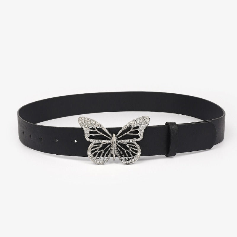 Harajuku Butterfly Water Diamond Buckle Belt