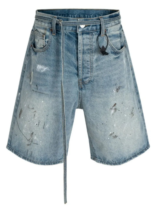 Men's Graffiti Print Denim Bermuda Shorts