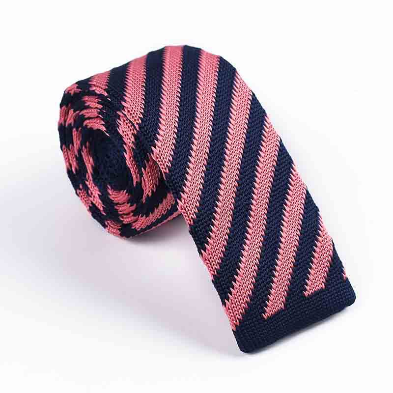 Twill Knitted Tie - Men's Stripe Contrast Tie