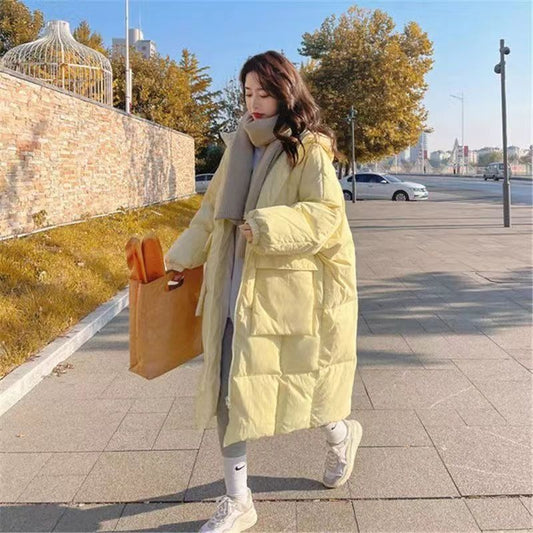Chic Milk Yellow Down Cotton Jacket for Women