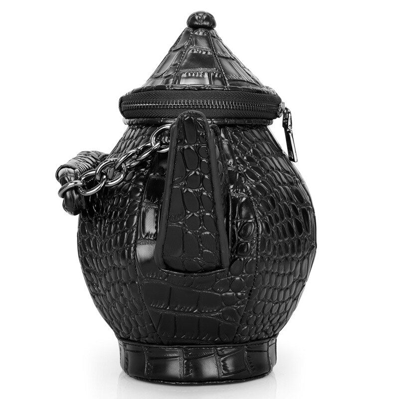 3D Teapot Bottle Messenger Bag - Playful PU Design