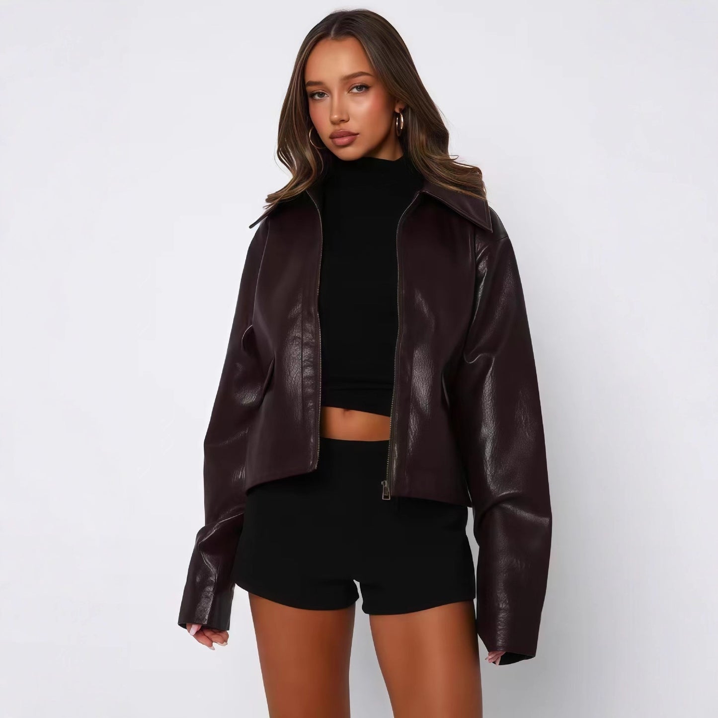 Versatile  Leather Short Motorcycle Jacket