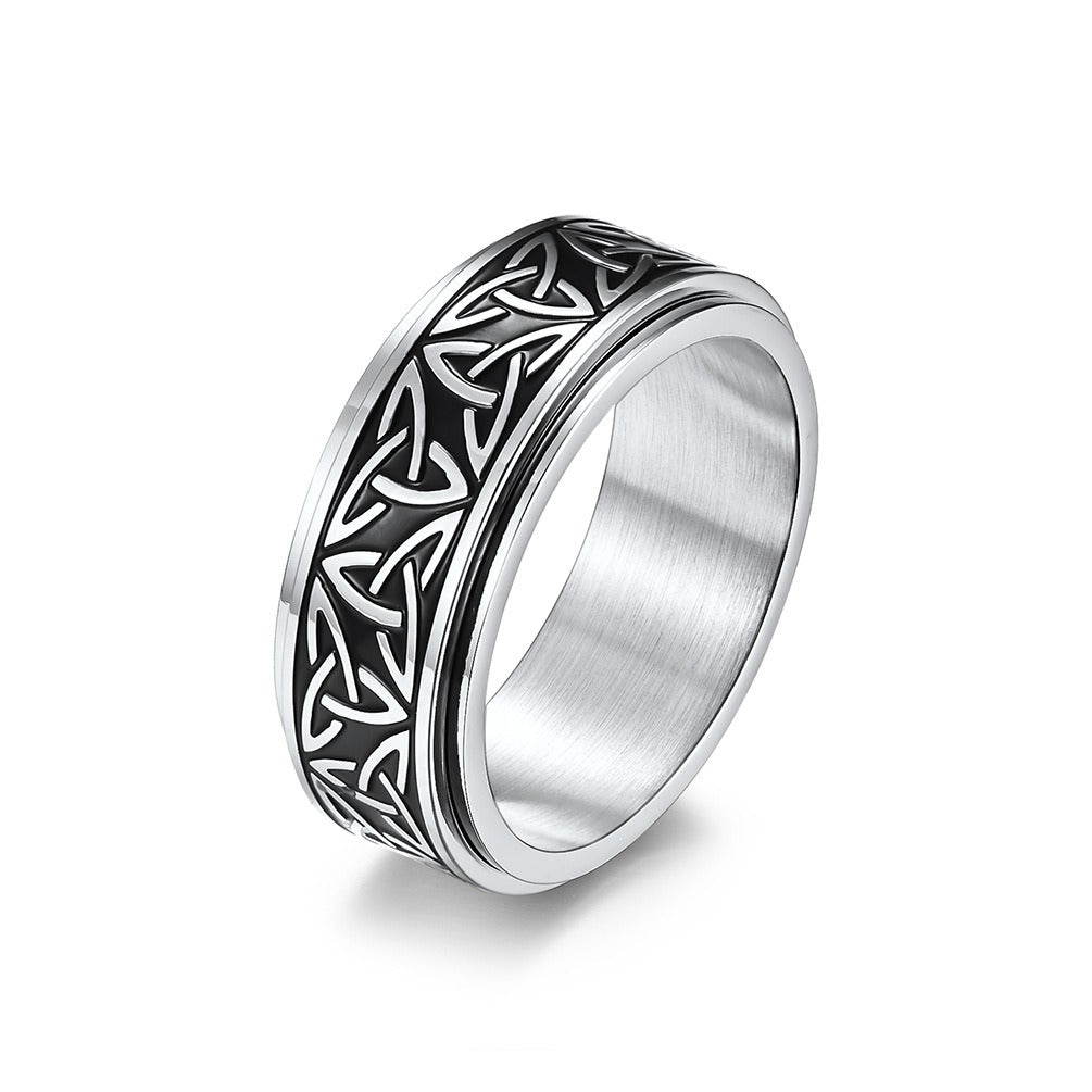 Nordic Viking Triangle Rotatable Titanium Steel Ring