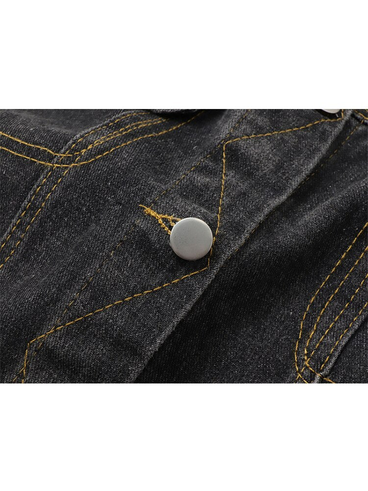 Retro Zebra Pattern Denim Jacket for Women