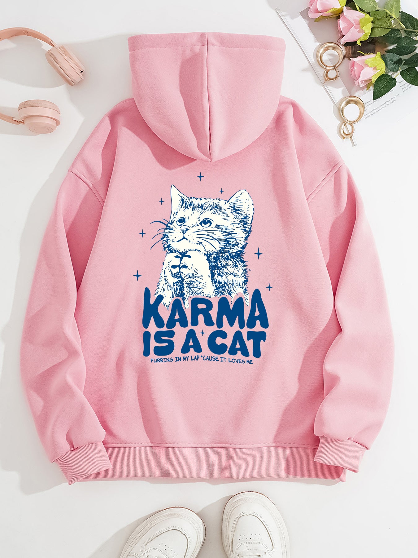 Kangaroo Pocket Hooded Long Sleeve Fleece Hoodie for Cats