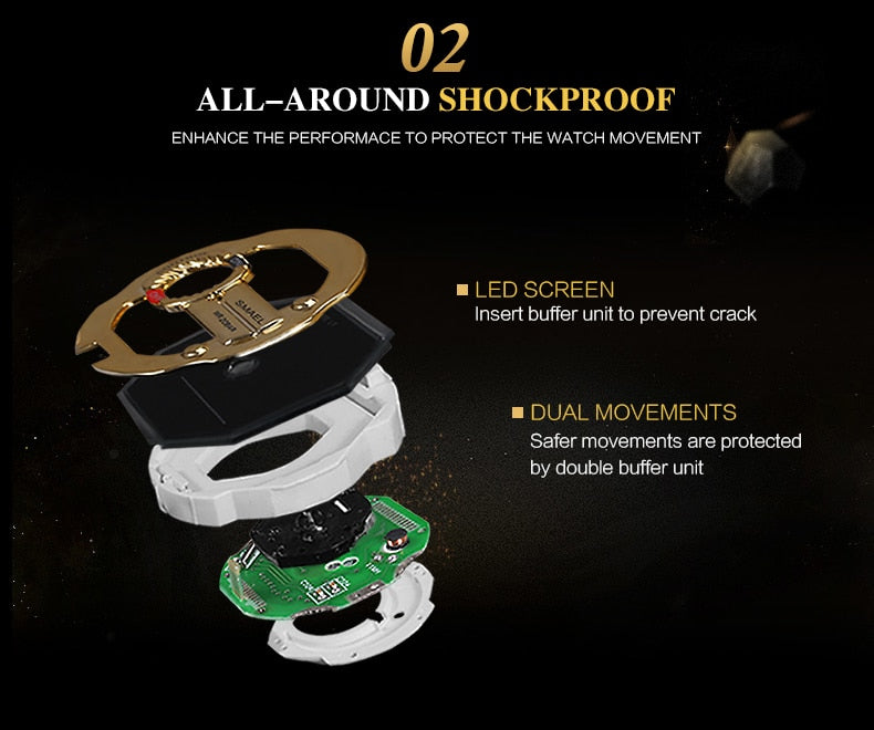 Men's Military Sports Watch - Dual Display Waterproof LED