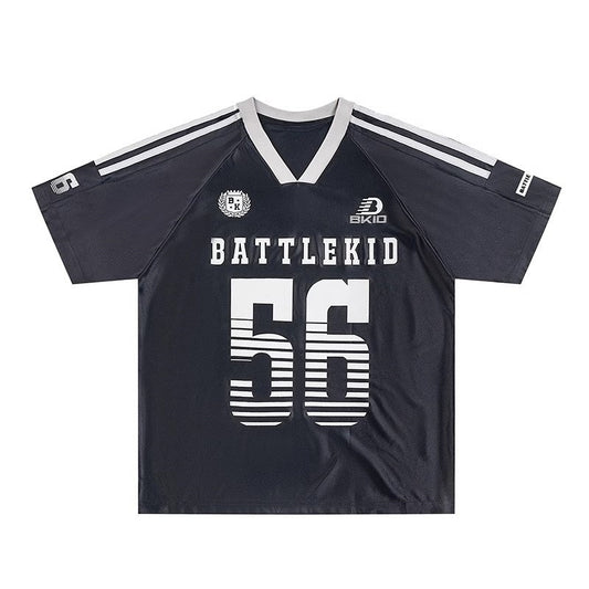 Harajuku Style V-Neck Ice Hockey Jersey T-Shirt