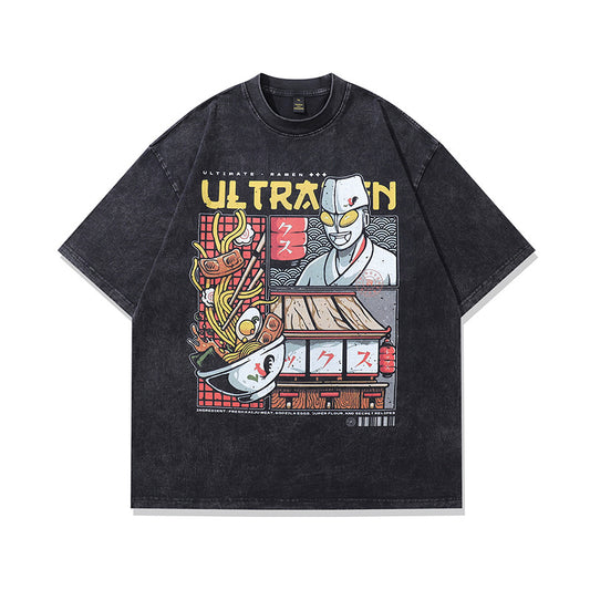 Harajuku Cartoon Print Vintage T-Shirt for Men