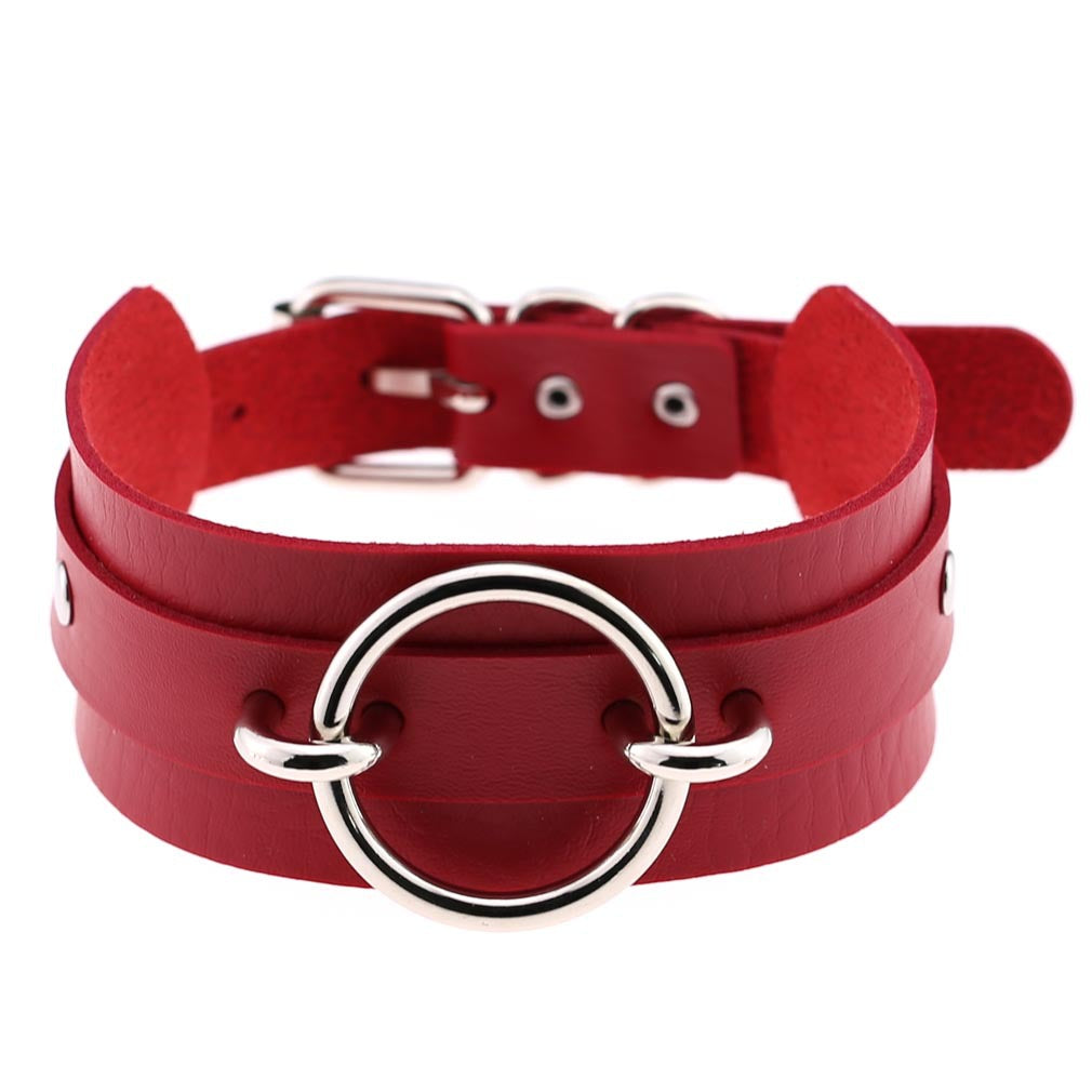 Harajuku Exaggerated PU Leather O-Ring Collar Necklace