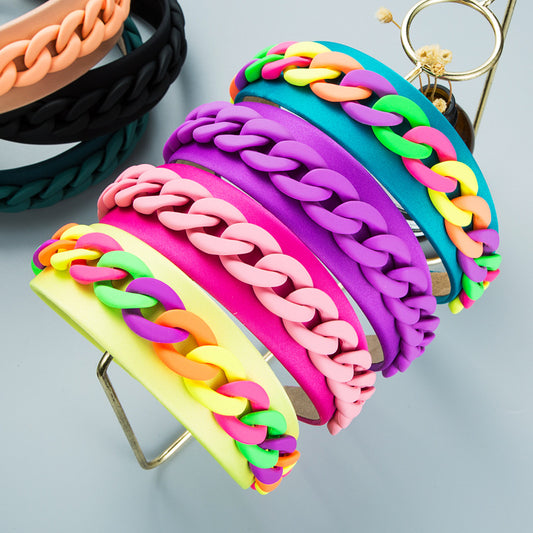 Pastoral Style Wide-Brimmed Color Chain Headband