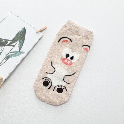 Kawaii Cartoon Cat & Dog Women’s Short Socks