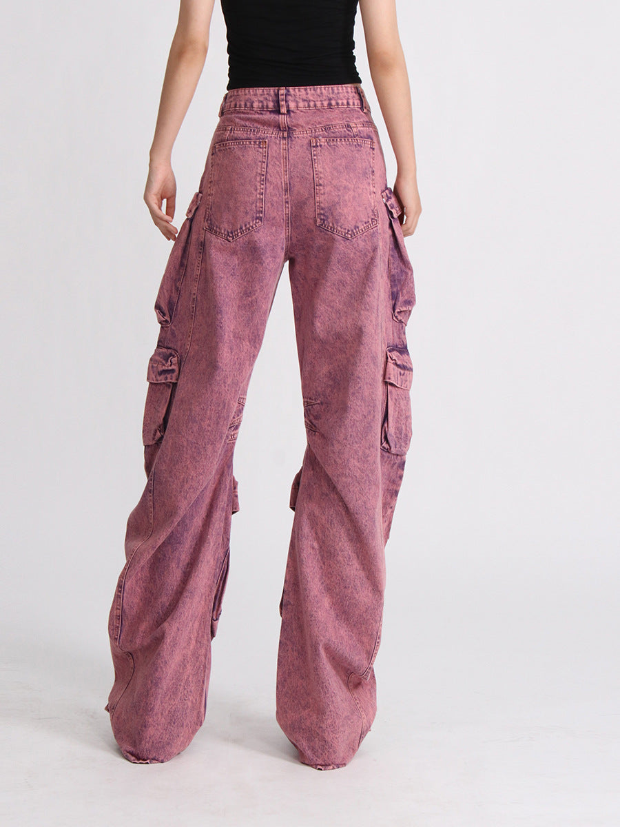 Patchwork High Waist Wide Leg Trousers for Women