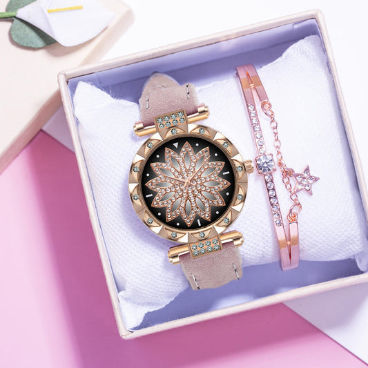 Starry Sky Leather Strap Watch for Women