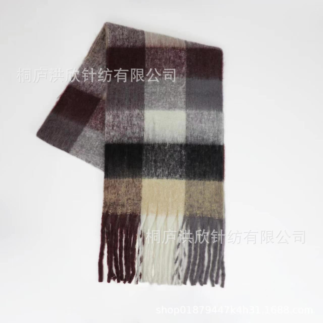 Rainbow Plaid Tassel Scarf for Autumn & Winter