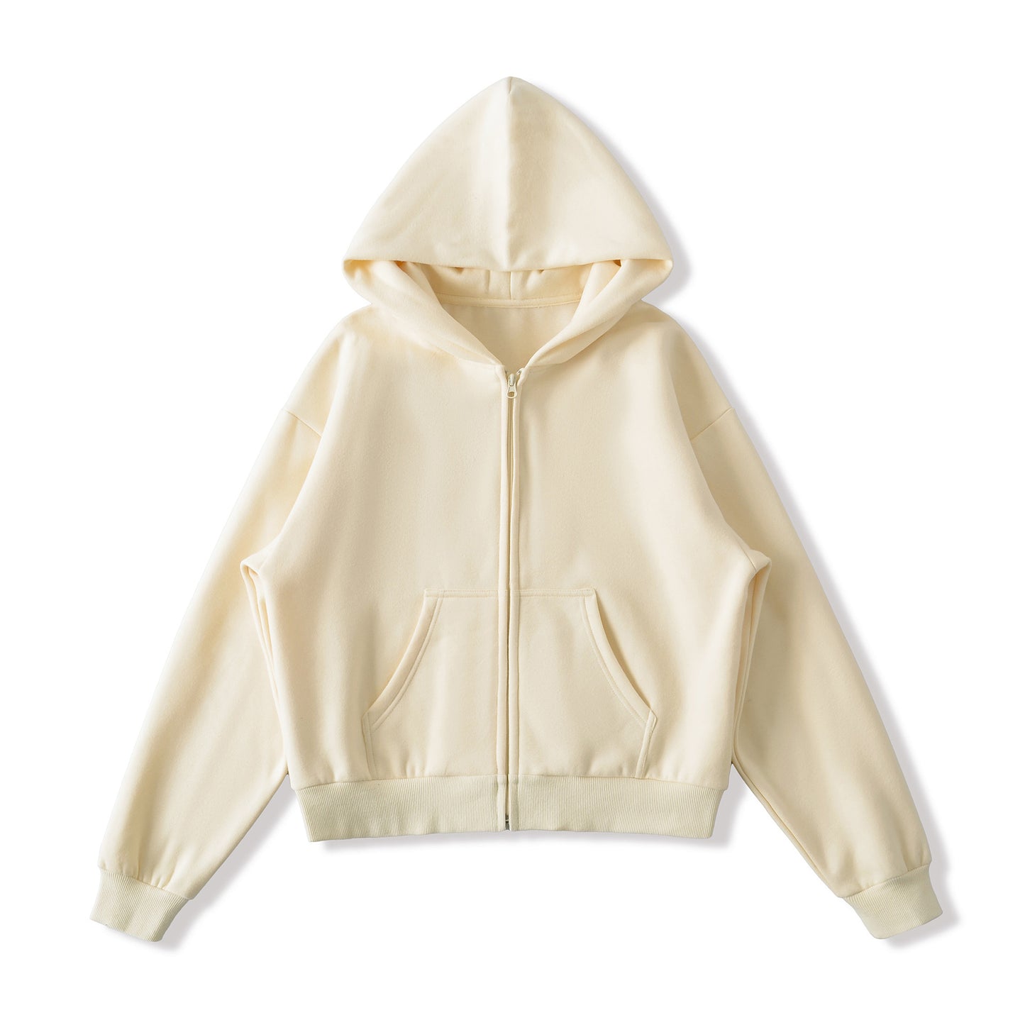 Velvet Hooded Zipper Long Sleeve Sweatshirt Jacket