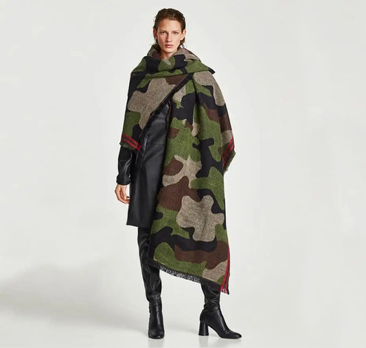 Harajuku Style Cashmere Camo Scarf - Cozy Winter Wrap