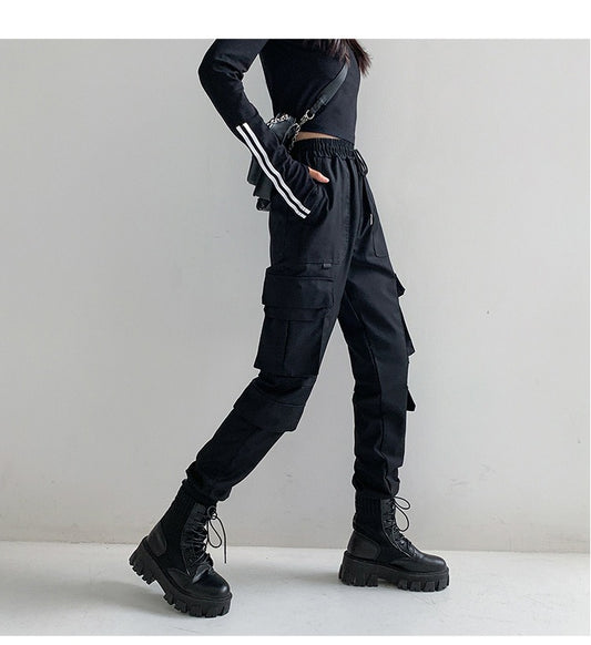 Harajuku Style Plus Size Black Casual Trousers