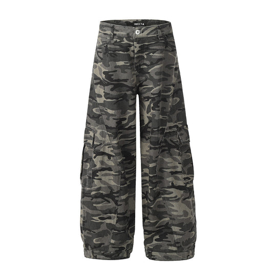 Harajuku Style Camouflage Tapered Denim Pants