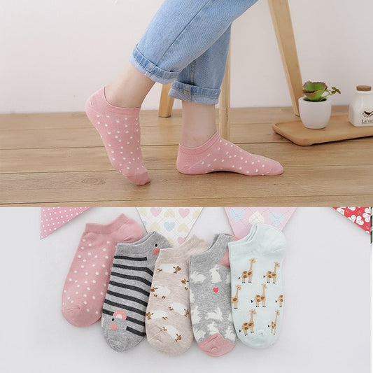 5 Pairs Women's Playful Cartoon Ankle Socks