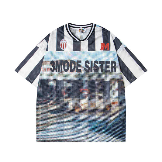 Harajuku Style Men's Summer Striped V-Neck T-Shirt