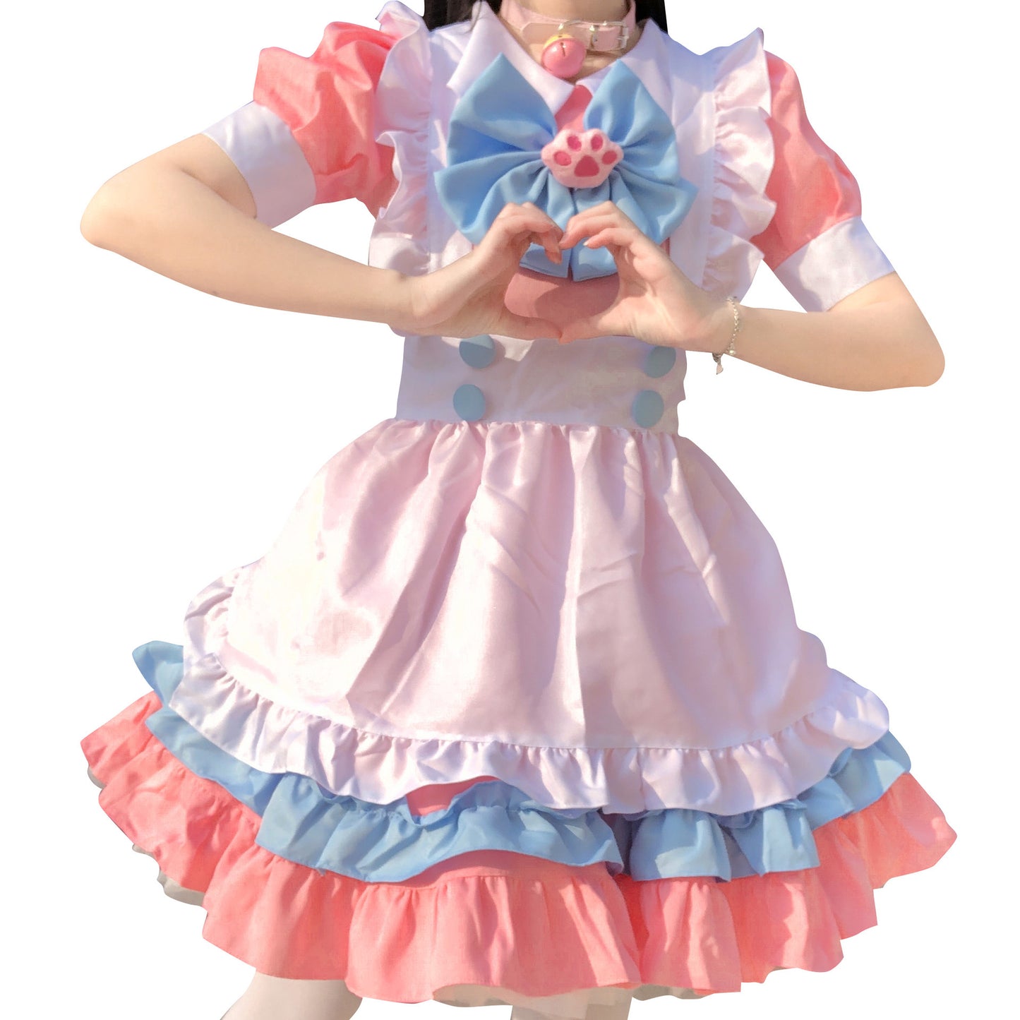 Cute Pink Maid Costume Style Daily Lolita Dress Set for Women