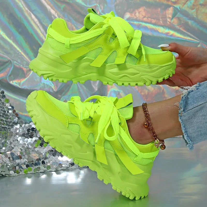 Spring Green Breathable Casual Sneakers for Harajuku Style